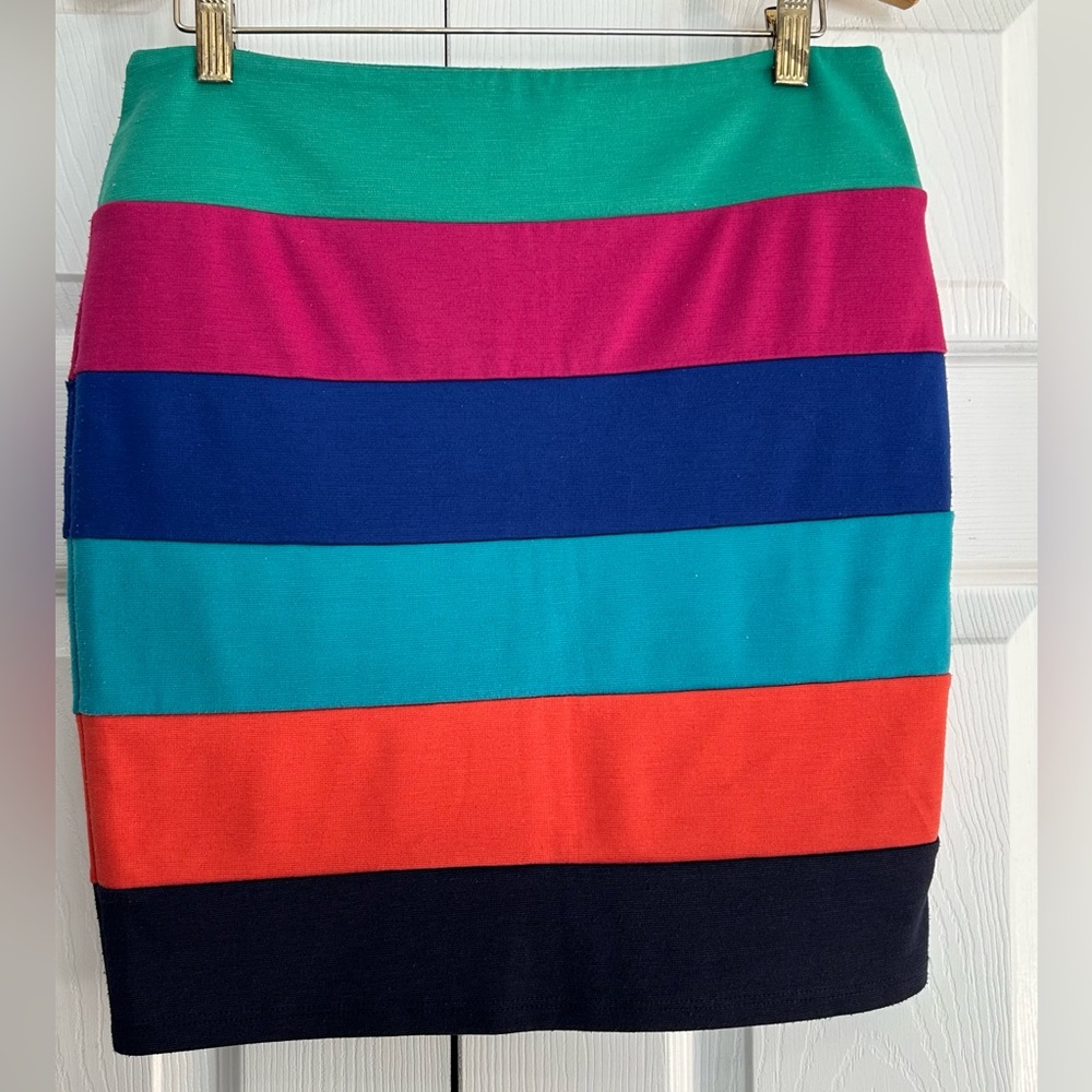 Vintage Monteau Women's Poly Rayon Spandex Bold Striped Skirt Size Large Pull On